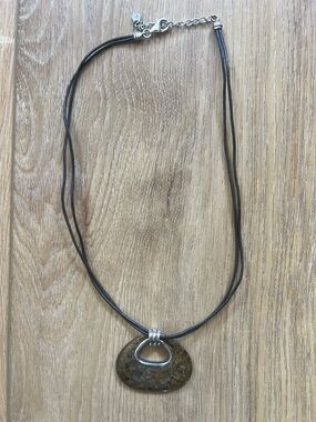 Silpada Bronzite Pendant Necklace Leather Sterling Silver N2014